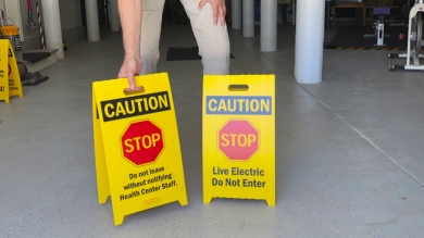 Caution Confined Space Reversible Fold-Ups Floor Sign