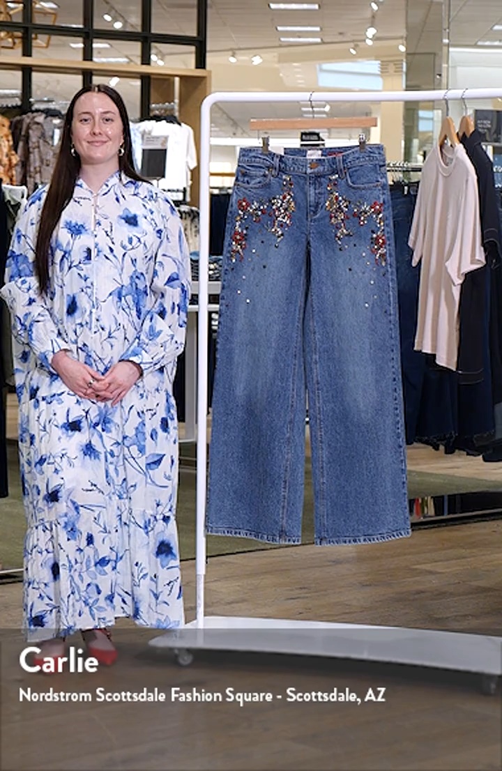 Amazing Crystal Detail Baggy Wide Leg Jeans