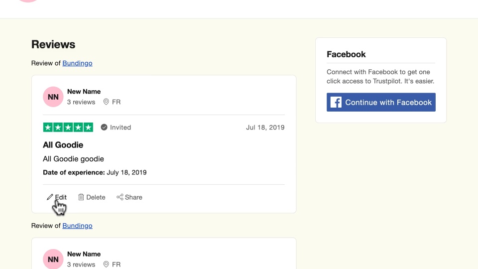 Edit your review. Step 2: choose a review and click Edit