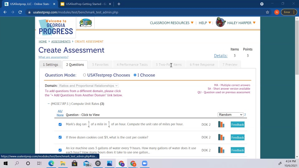 Screenshot from Getting Started with USATestprep video