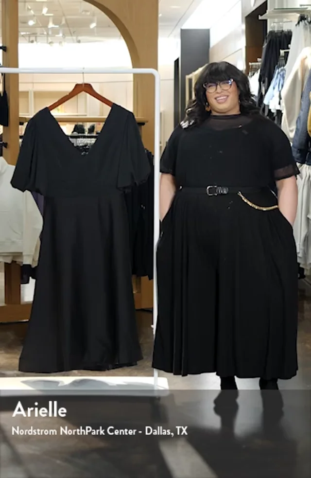 City Chic Lula Puff Sleeve Back Bow Midi Dress Nordstromrack