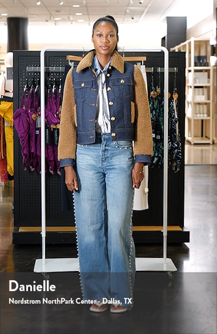 ジャケット・アウター Eaphi RANDOM BUTTON SHEER JACKET Cinq à Sept Belinda Faux Shearling & Denim Mixed Media Jacket