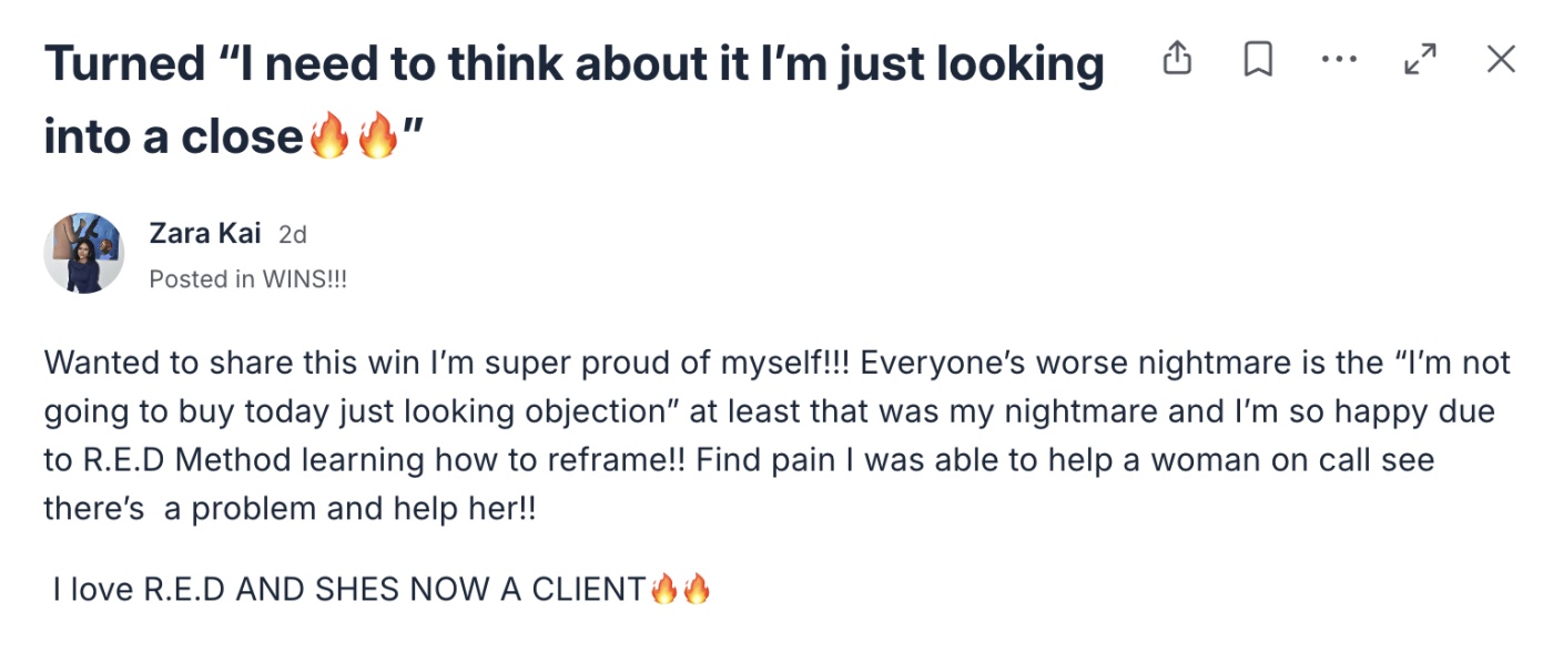 Client win: I Need to Think About It Turned Into a Close