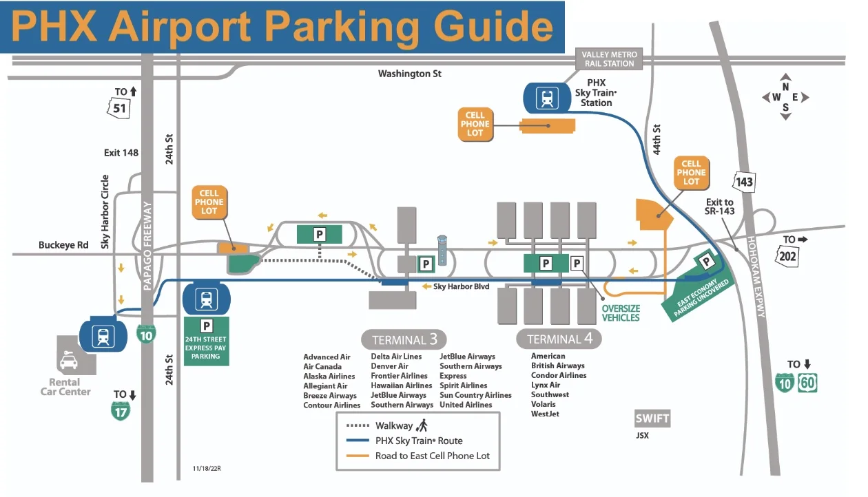 PHX Airport Map Phoenix Airport Parking Map, 43% OFF