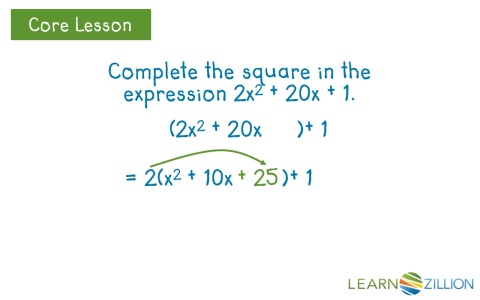 Complete the square in a quadratic expression by using an area model ...