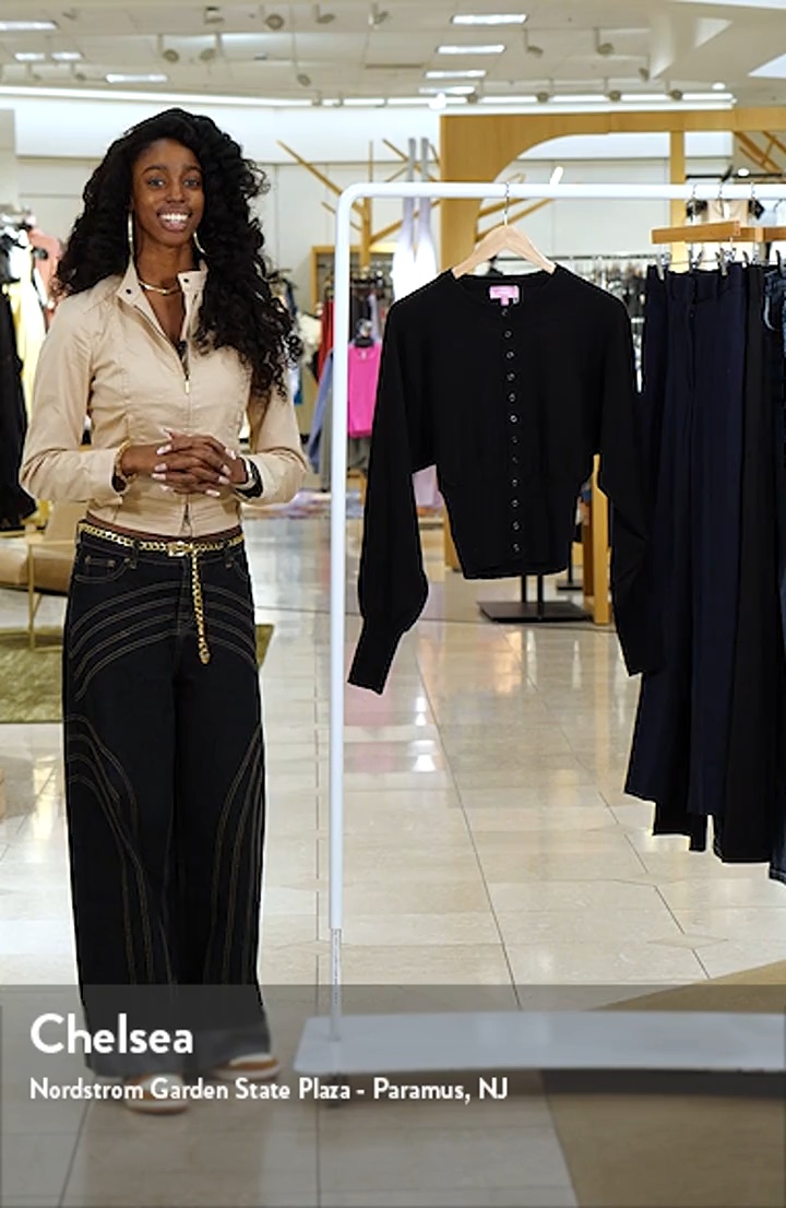 EDIKTED Maizy Puff Sleeve Scallop Detail Cardigan | Nordstrom