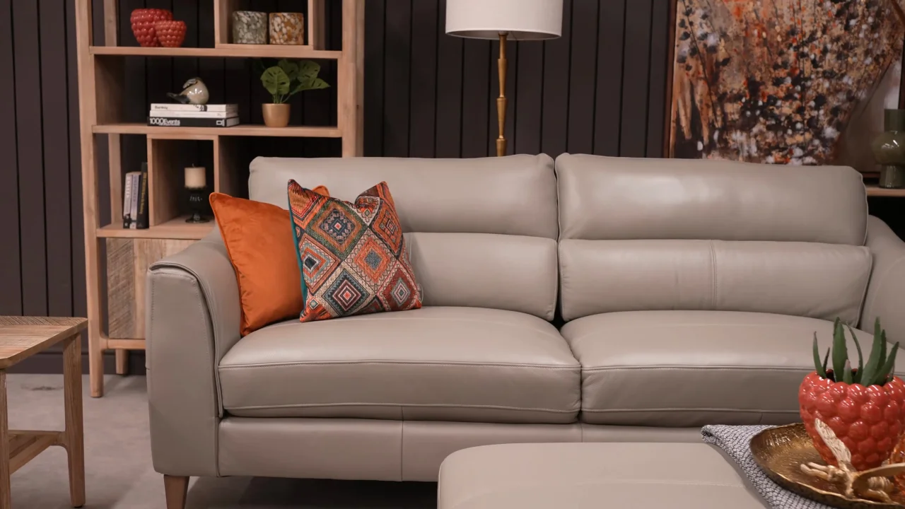 Indiana Grey Leather 2 Seater Sofa