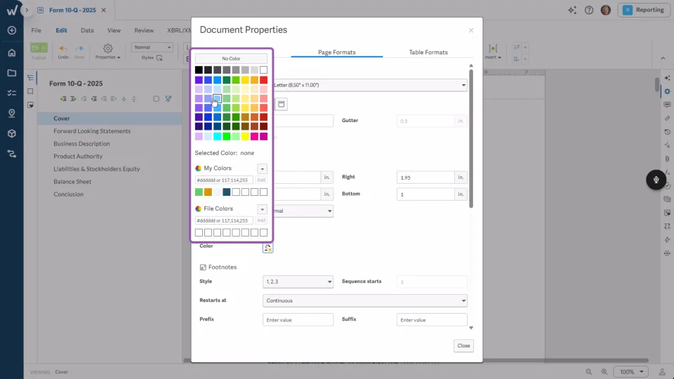 ドキュメント背景の変更 – サポートセンター