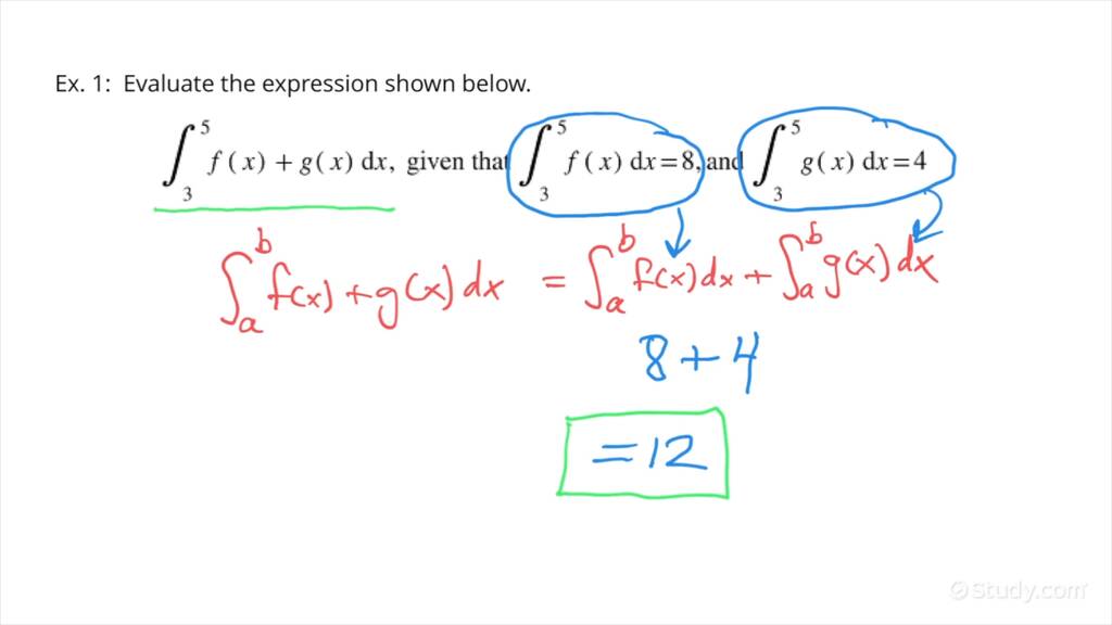 How To Calculate A Definite Integral Of The Sum Of Two Functions 