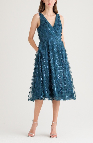 white christmas dresses Eliza J Burgundy Knit Fit-and-Flare Dress main image 1