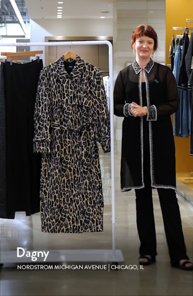 Theory Leopard Print Wool Blend Trench Coat Nordstromrack