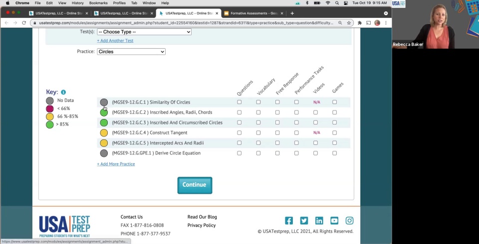 Screenshot from Formative Assessments video