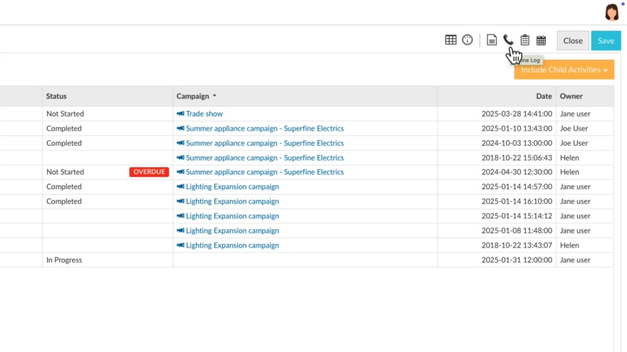 Add an activity in CRM