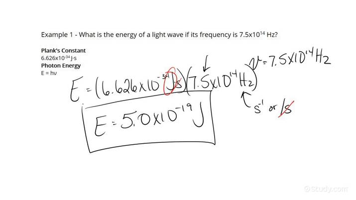 Calculating The Energy Of A Light Wave Given Frequency Physics