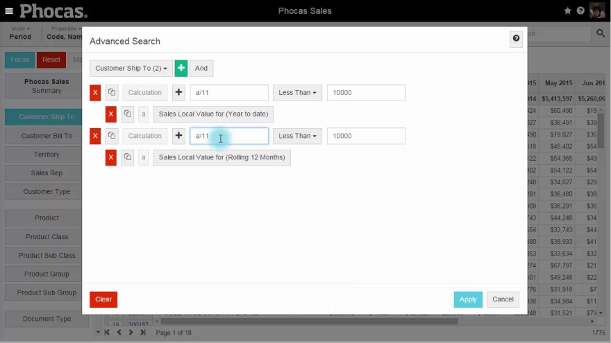 Use advanced search to find decreasing monthly average