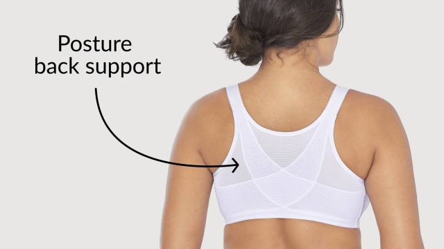 Glamorise Bra: ComfortLift Posture Back Support Sheer Lace Front