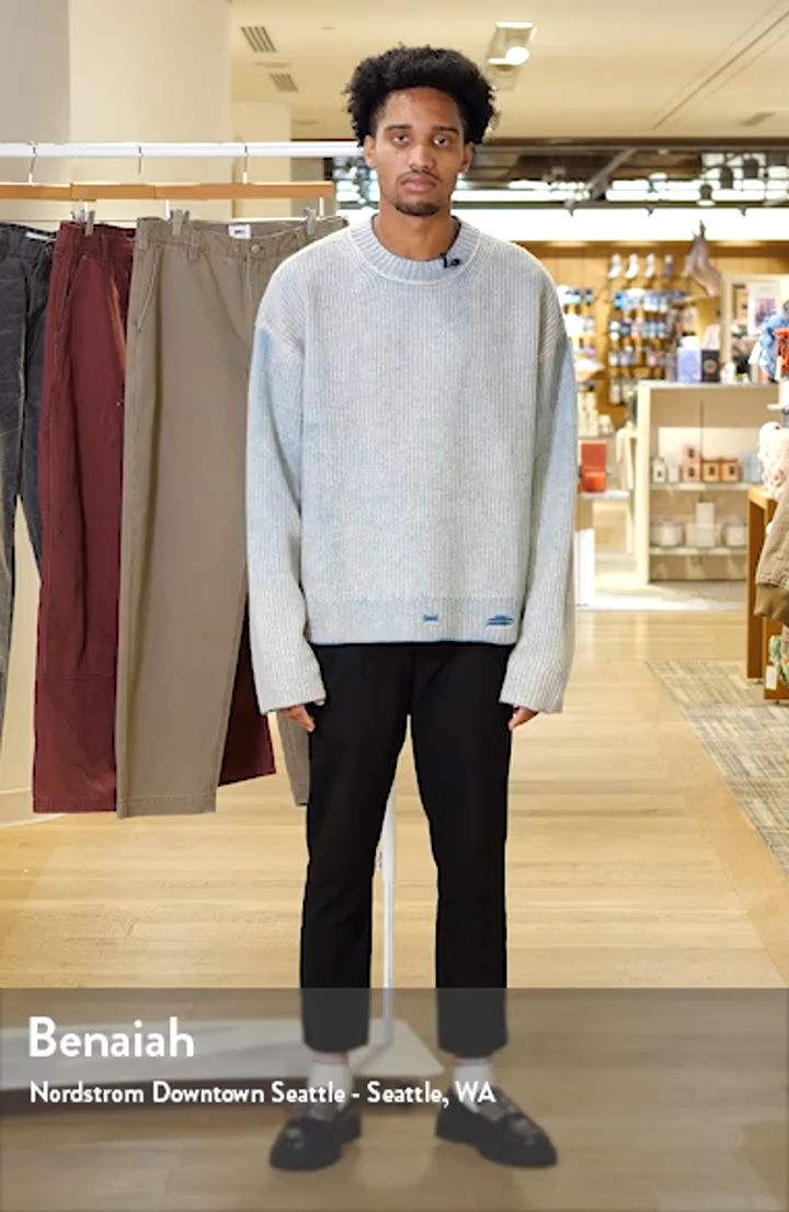 Represent Oversize Reversible Fade Out Distressed Wool Crewneck