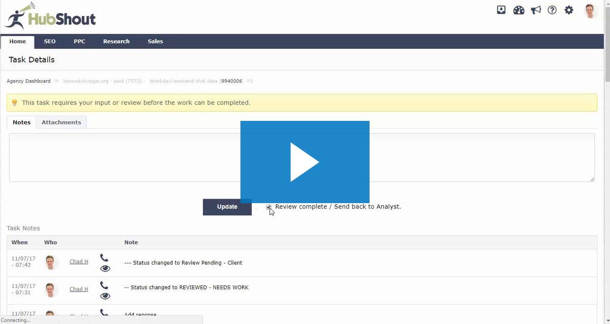Dashboard Usability - Tasks