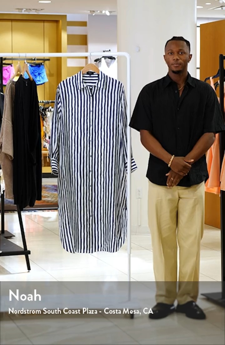 Theory Painter Stripe Long Sleeve Silk Maxi Dress (Women