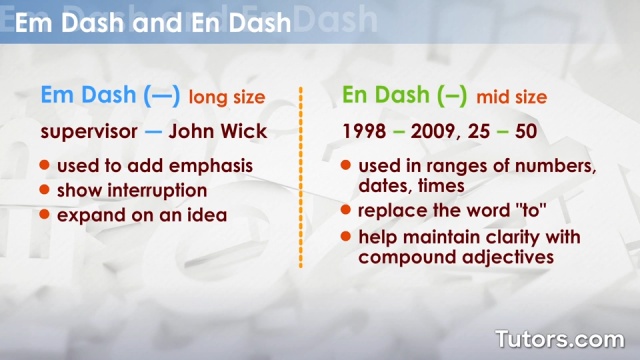 Em Dash vs. En Dash — Differences, Uses, and Examples
