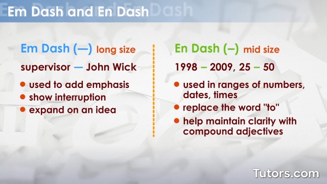 When and How To Use an En Dash ( – )