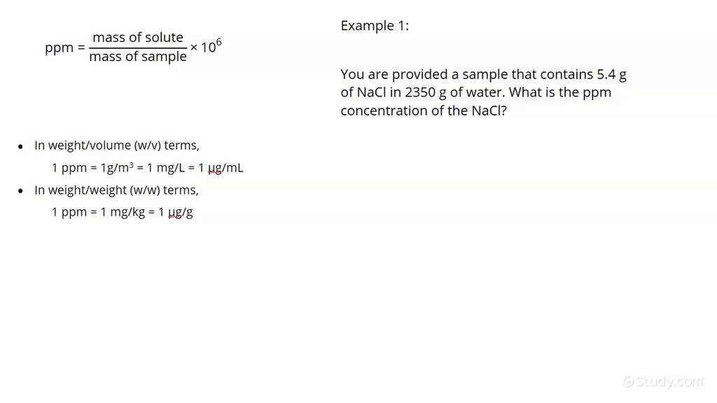 How to Calculate the Concentration of a Solute in Parts per Million