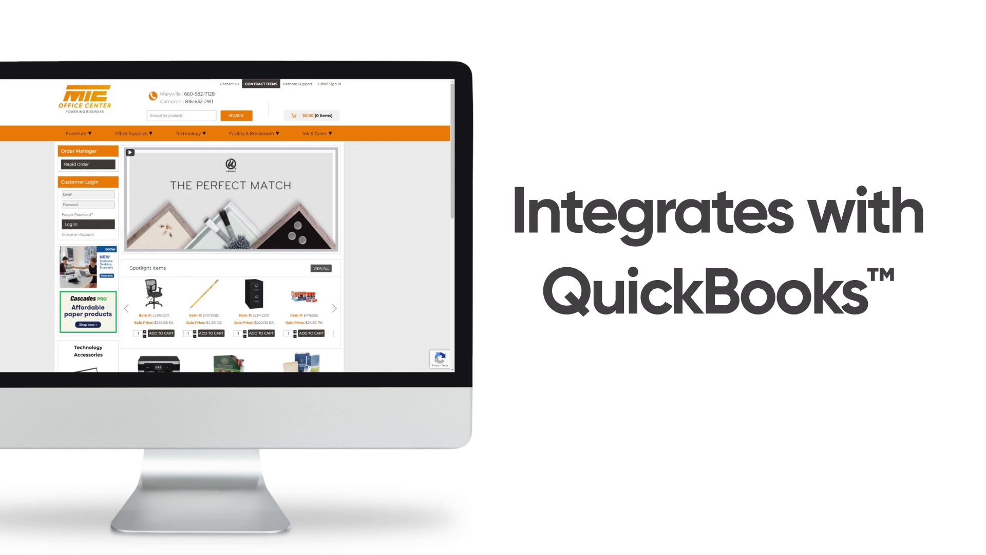Office supply inventory software integrated with QuickBooks®