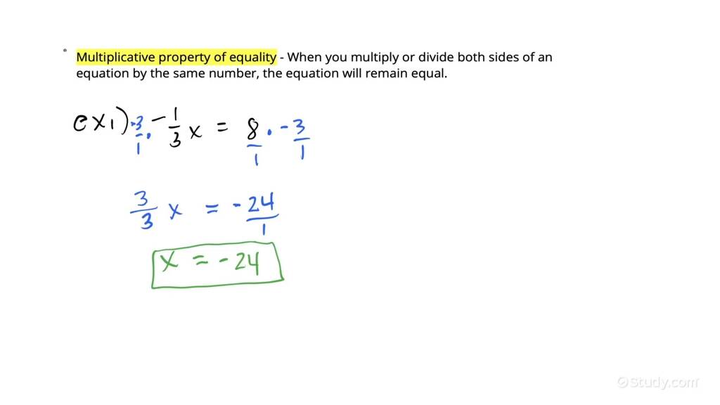 using-the-multiplicative-property-of-equality-with-signed-fractions-algebra-study