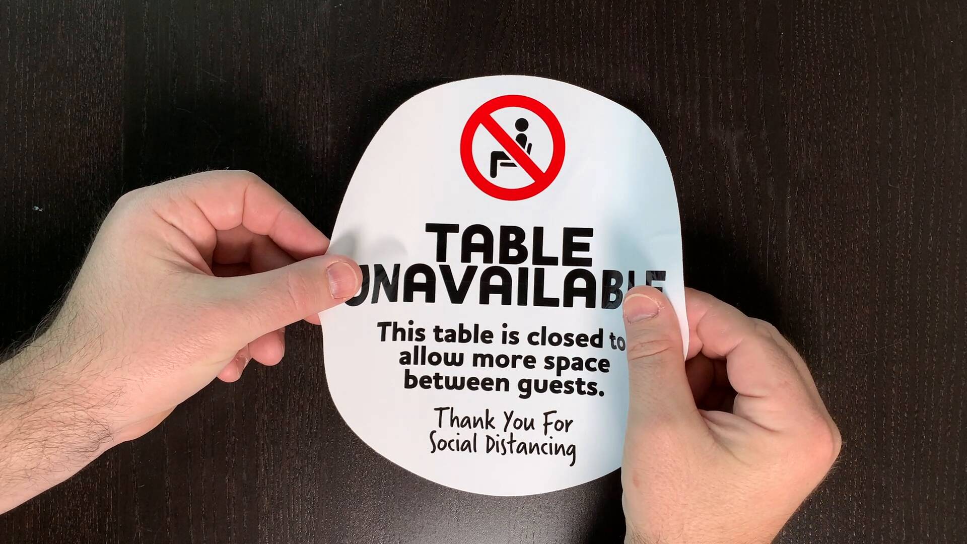 Table Unavailable Table Decal