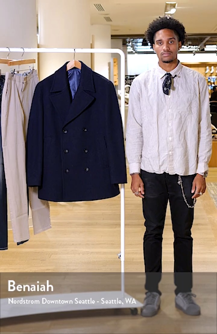 Hart Schaffner Marx Everett Wool Blend Twill Peacoat | Nordstrom