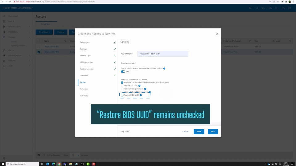 PowerProtect Data Manager 19.13 Restore BIOS UUID Videos Dell