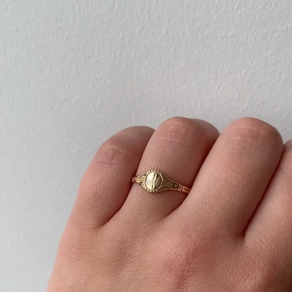 Baby Cygnet Personalized Ring in Yellow Gold, Size 1.5 | Catbird