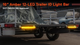 CAZLEDSIL1521-AM - 16-Inch 12 LED Amber Trailer Identification ID Light Bar Strip - DOT FMVSS 108 - SAE I6P2