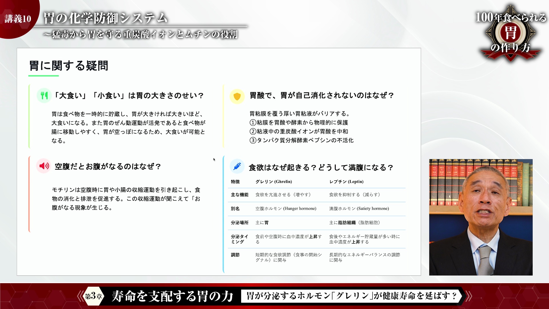 講義10　胃の化学防御システム 〜猛毒から胃を守る重炭酸イオンとムチンの役割のサムネイル