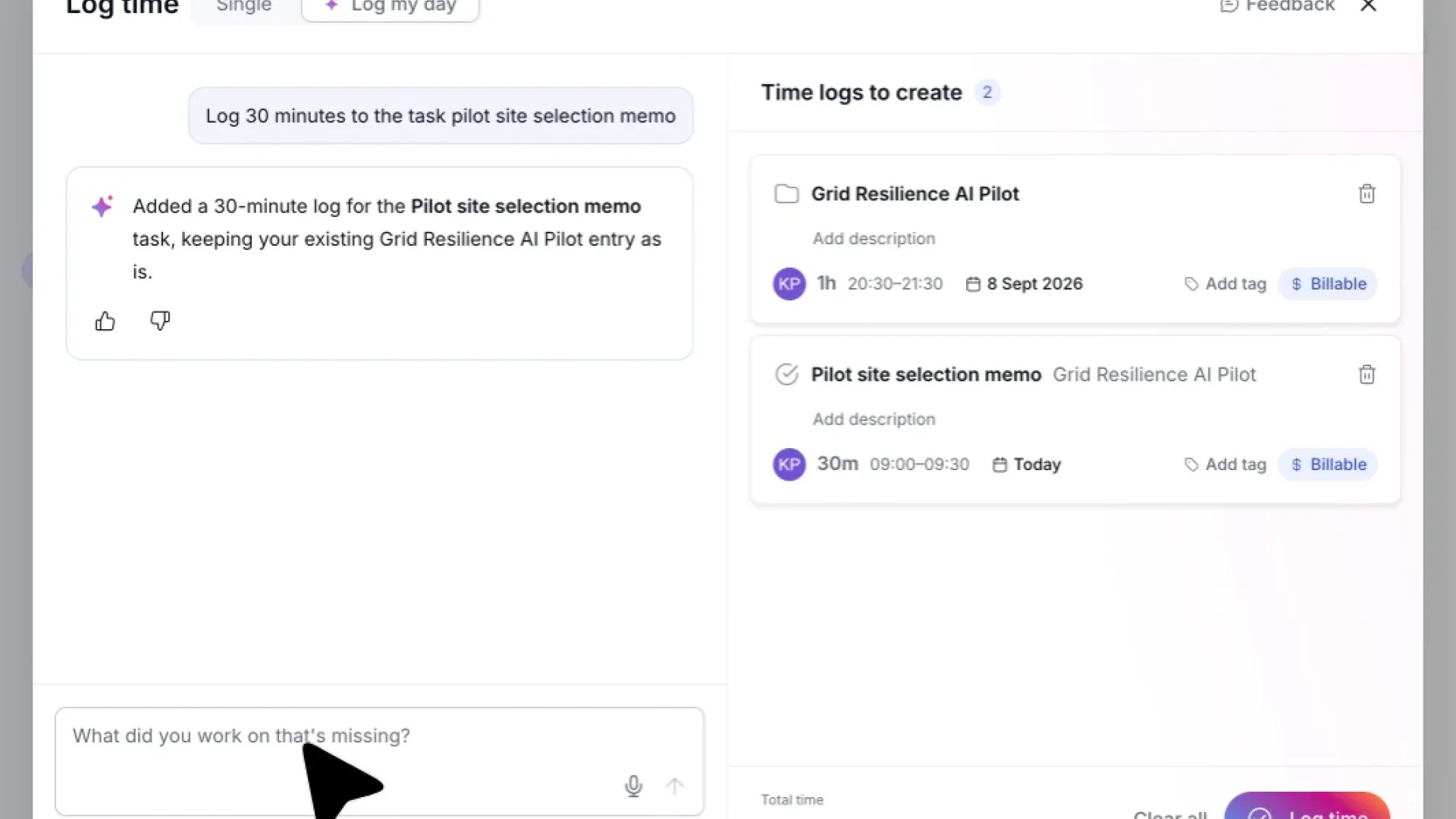 Thumbnail image for the video: AI Time logging 2.0