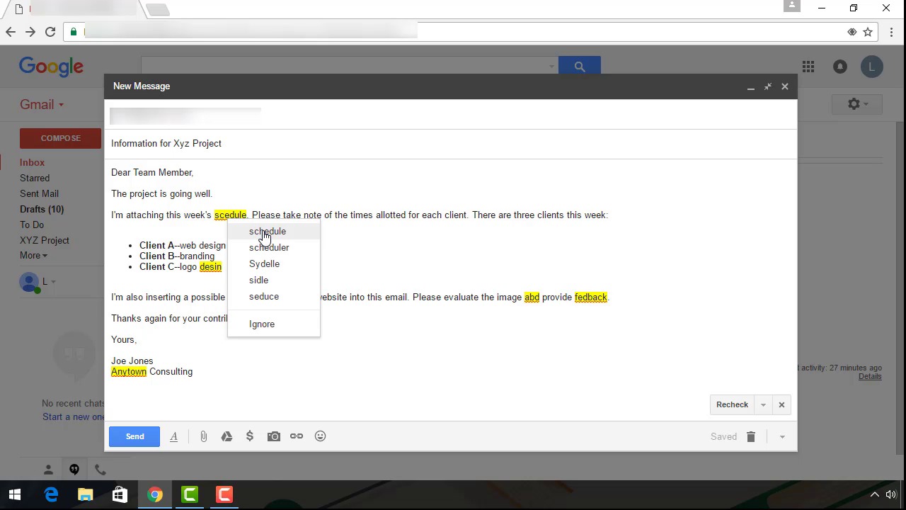 gmail writing format