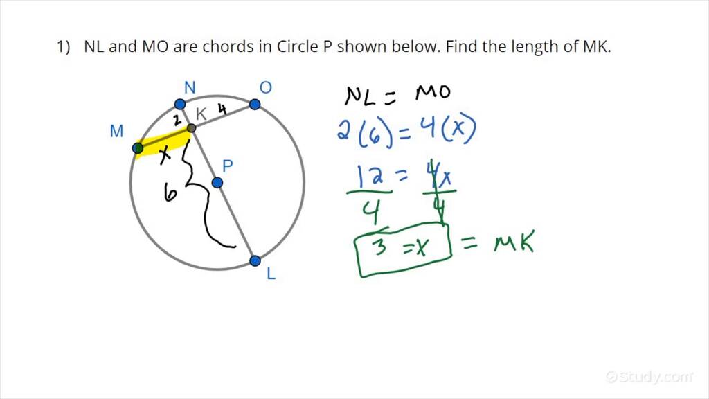 Lengths Of Intersecting Chords Worksheet