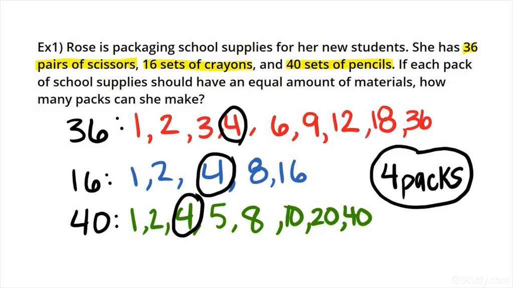 How To Solve Greatest Common Factor Word Problems Algebra Study