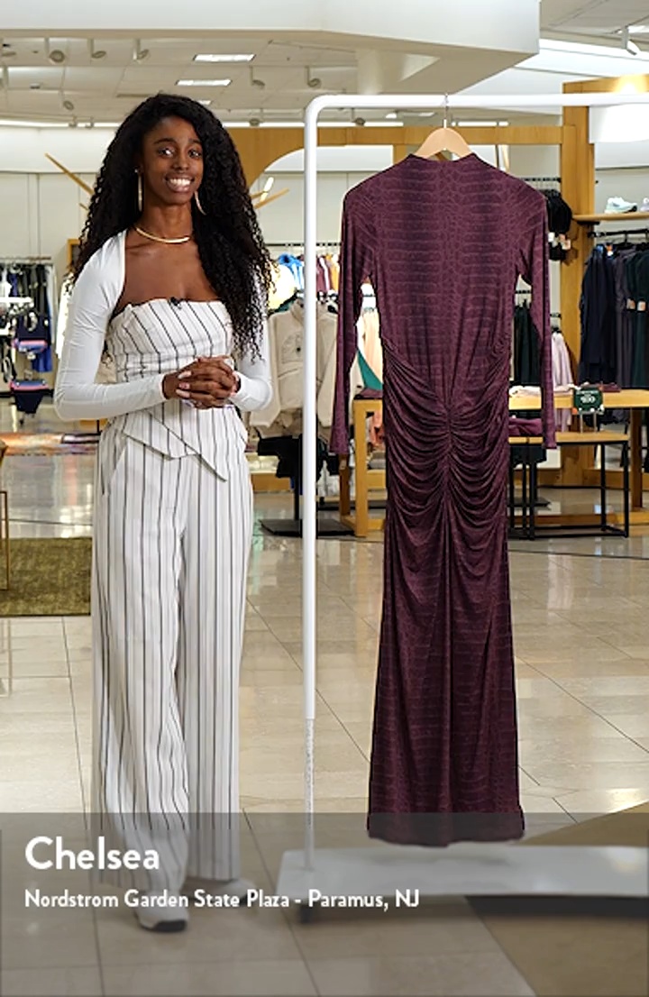 【最終価格】FORME STRETCH KNIT LONG-SLEEVE Naked Wardrobe Snakeskin Print Long Sleeve Ruched Dress | Nordstrom
