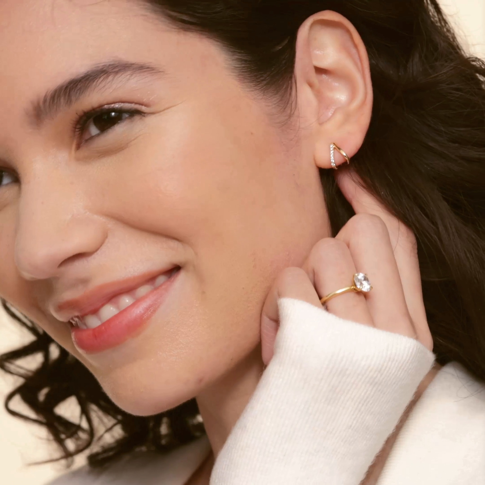 14K Yellow Gold Zuri Diamond Huggie Earrings