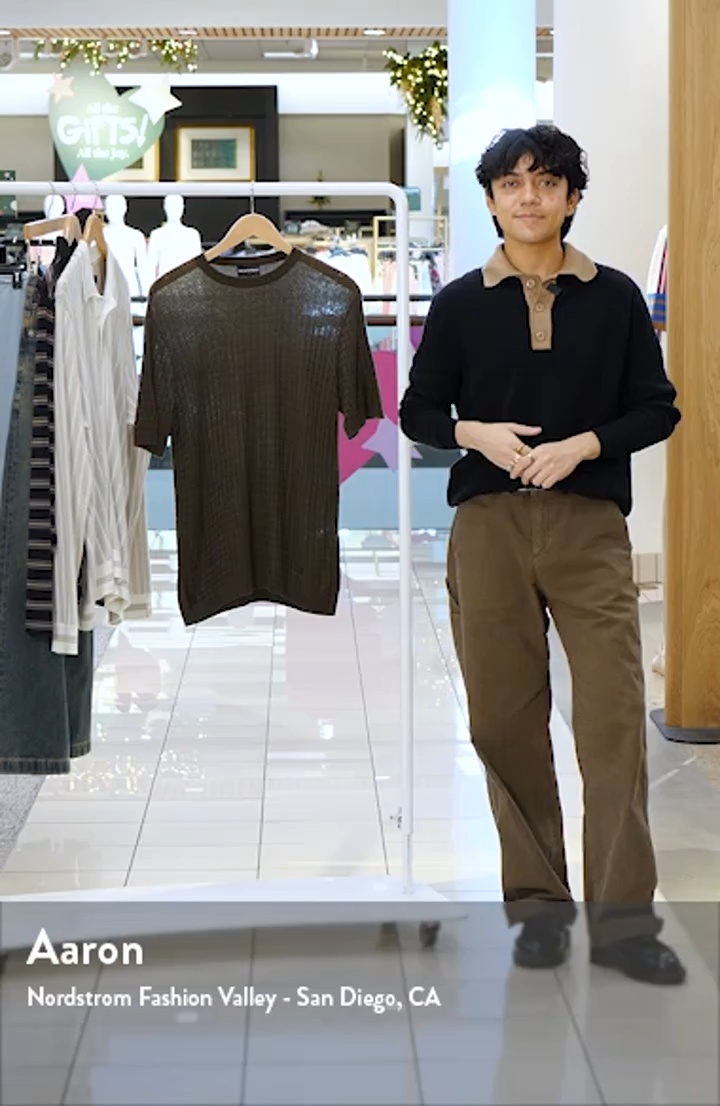 Emporio Armani Geometric Texture Short Sleeve Crewneck Sweater