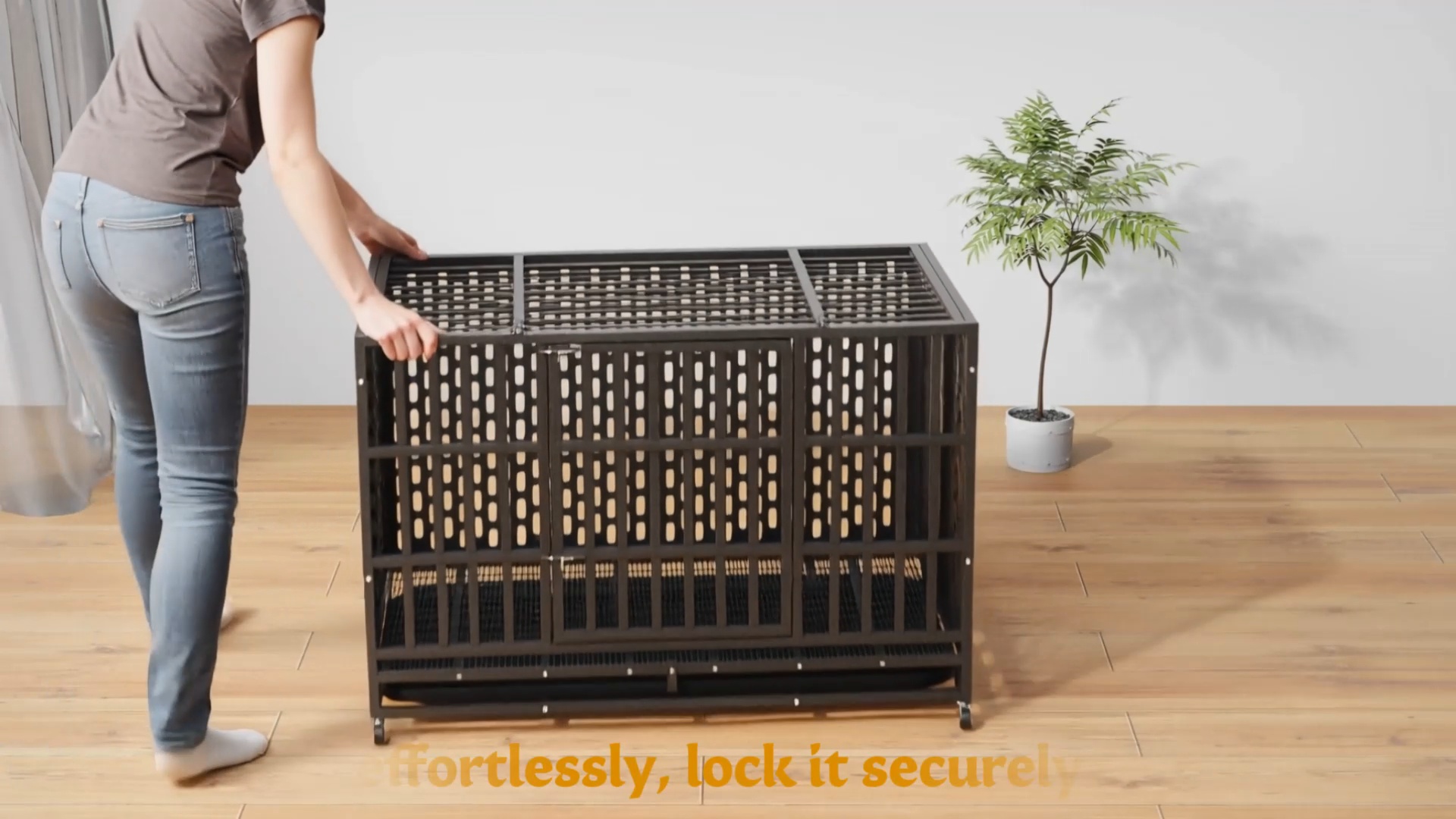XBRIGH Ultra-Durable Vandal-Resistant Indoor Double Door Dog Crate