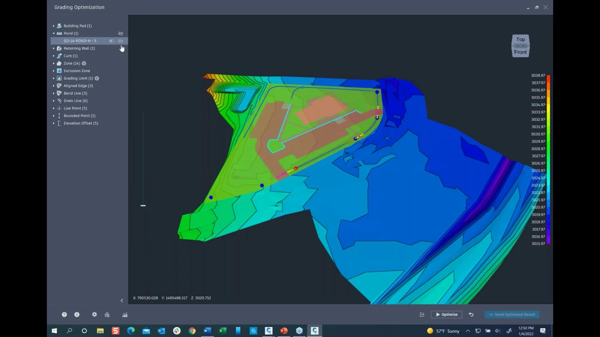 Civil 3d grading optimization