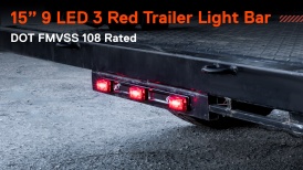 CAZLEDTBL1515-RD - 15-Inch 9-LED Red Trailer Identification ID Tail Light Bar Strip - DOT FMVSS 108 - SAE P2