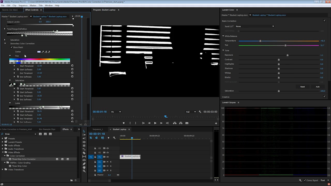 color correction premiere cc 2018