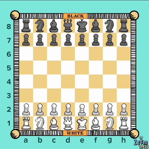Chessboard with queen delivering a checkmate victory