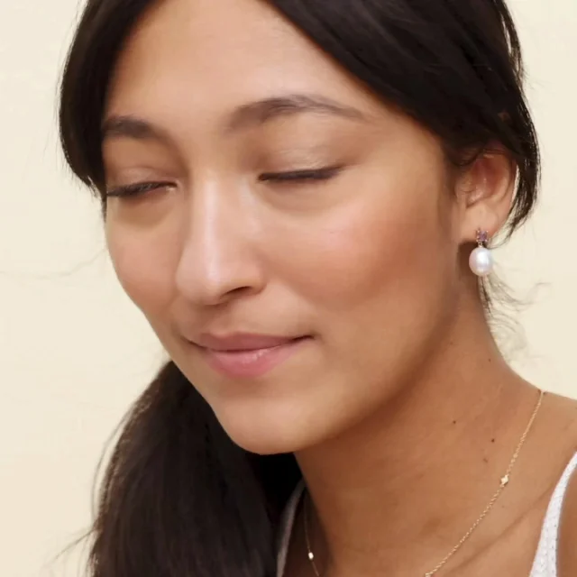 14K Yellow Gold Gigi Lab Alexandrite and Baroque Cultured Pearl Earrings