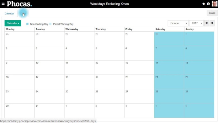 Create a Working Days calendar