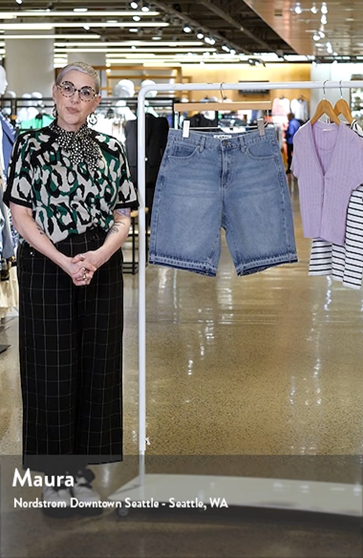 Relaxed Hem Denim Bermuda Shorts