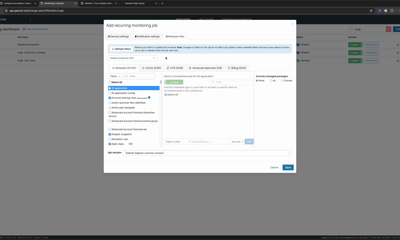 Gearset Accelerator Monitoring & SCA Gearset